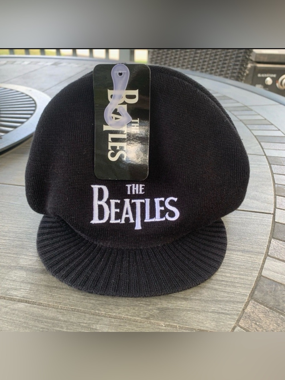 The Beatles Vintage 2007 Black Knit Newsboy Cap NWT
